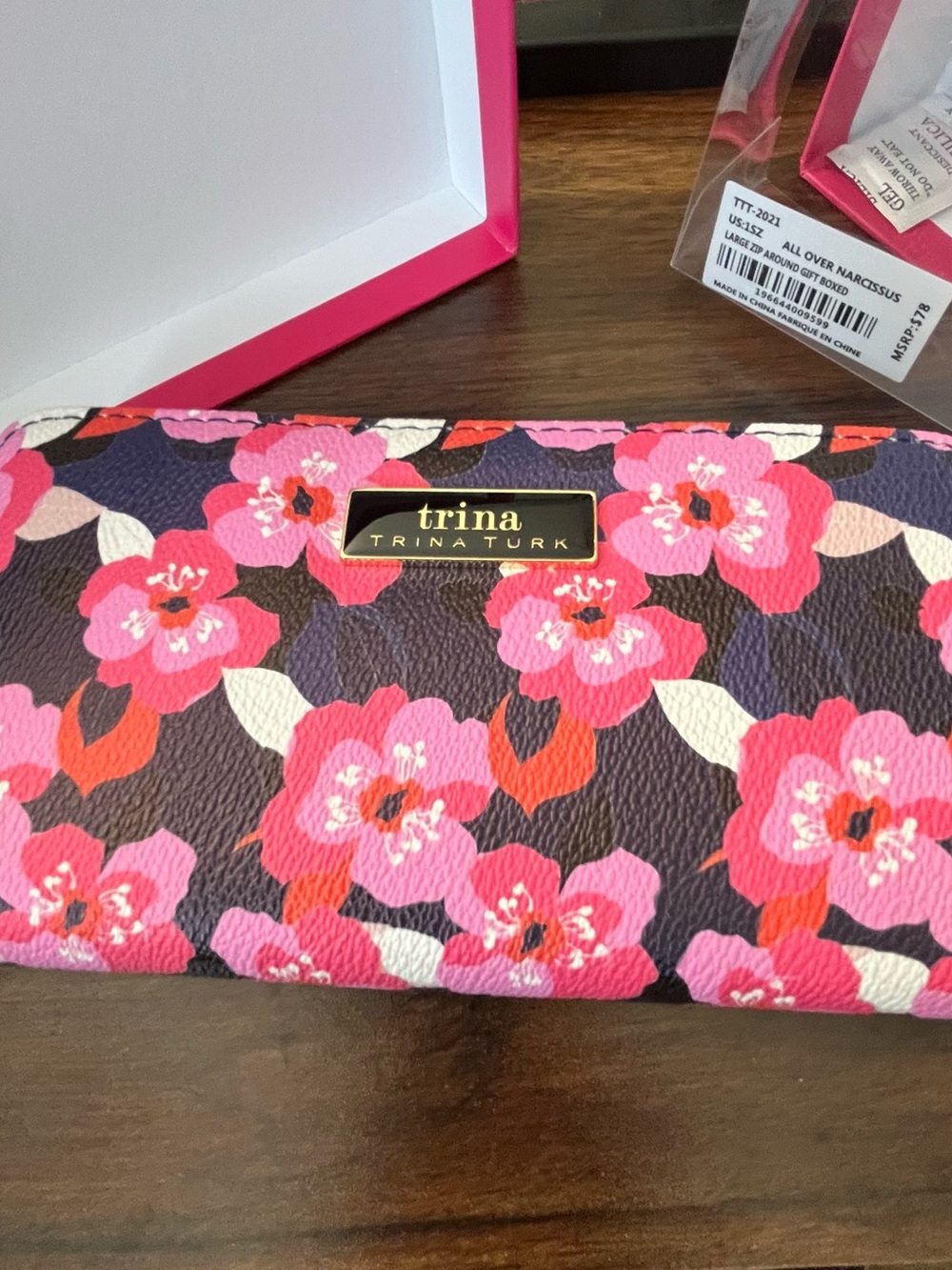 Trina Turk All Over Narcissus Large Zip Around Wallet